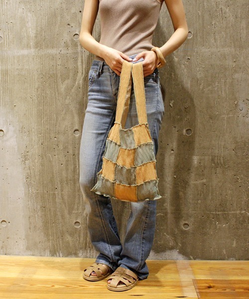 CONTROL FREAK（コントロールフリーク）の「CONTROL FREAK(コントロールフリーク)シアーパッチメロウショッパー（トートバッグ・レディース・ベージュ/カーキ/オレンジ/ブラック/グリーン・FREE）」の8枚目の写真