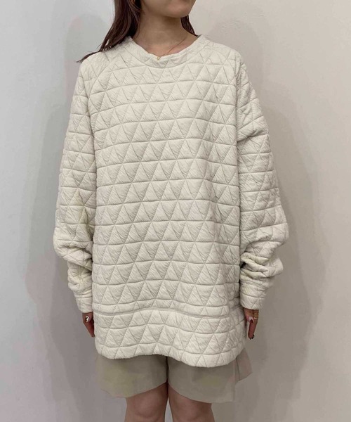 CAPRICIEUX LE'MAGE(カプリシューレマージュ)の「キルトプルオーバー(Tシャツ/カットソー・レディース・チャコールグレー/ライトベージュ・FREE)」の3枚目の写真