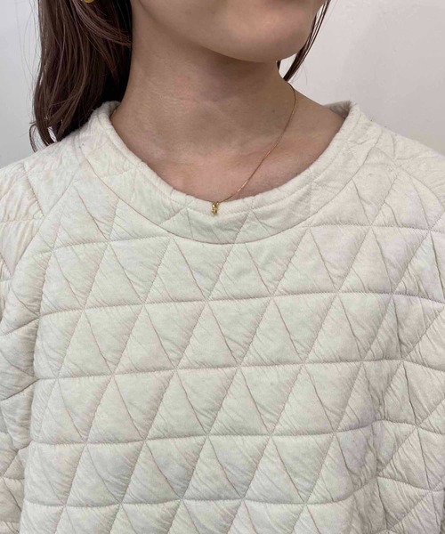 CAPRICIEUX LE'MAGE(カプリシューレマージュ)の「キルトプルオーバー(Tシャツ/カットソー・レディース・チャコールグレー/ライトベージュ・FREE)」の6枚目の写真