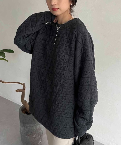 CAPRICIEUX LE'MAGE(カプリシューレマージュ)の「キルトプルオーバー(Tシャツ/カットソー・レディース・チャコールグレー/ライトベージュ・FREE)」の12枚目の写真