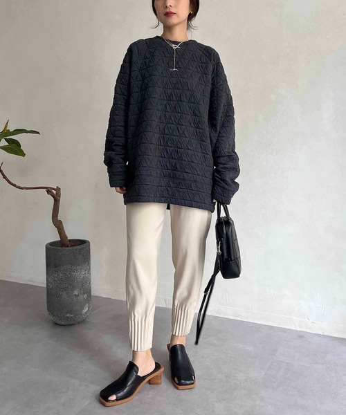 CAPRICIEUX LE'MAGE(カプリシューレマージュ)の「キルトプルオーバー(Tシャツ/カットソー・レディース・チャコールグレー/ライトベージュ・FREE)」の13枚目の写真