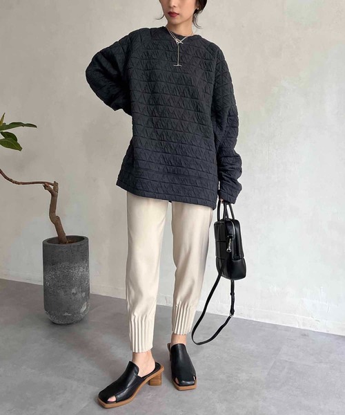 CAPRICIEUX LE'MAGE(カプリシューレマージュ)の「キルトプルオーバー(Tシャツ/カットソー・レディース・チャコールグレー/ライトベージュ・FREE)」の14枚目の写真