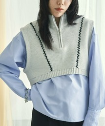 ハンドステッチハーフジップベスト