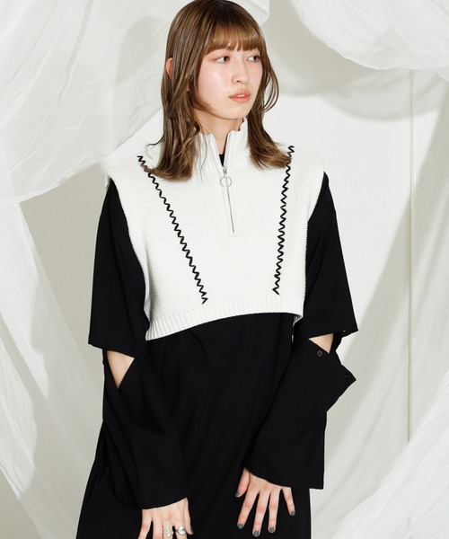 VACANCY（ヴァカンシー）の「ハンドステッチハーフジップベスト（ベスト・レディース・ブラック/ブルー/ナチュラル・FREE）」の11枚目の写真