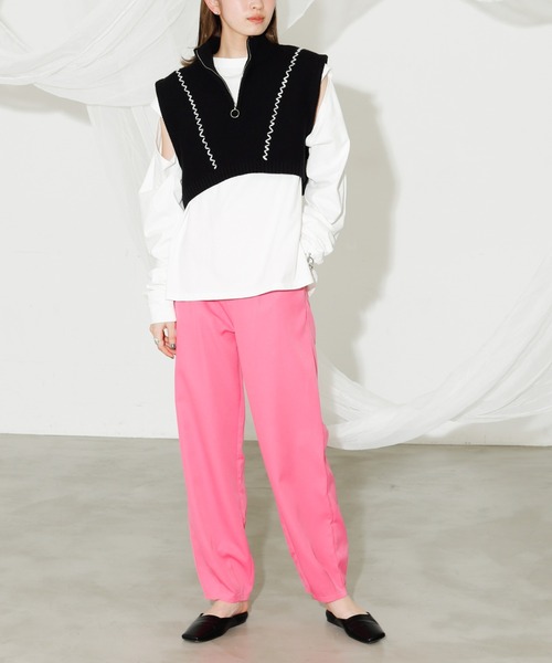 VACANCY（ヴァカンシー）の「ハンドステッチハーフジップベスト（ベスト・レディース・ブラック/ブルー/ナチュラル・FREE）」の6枚目の写真