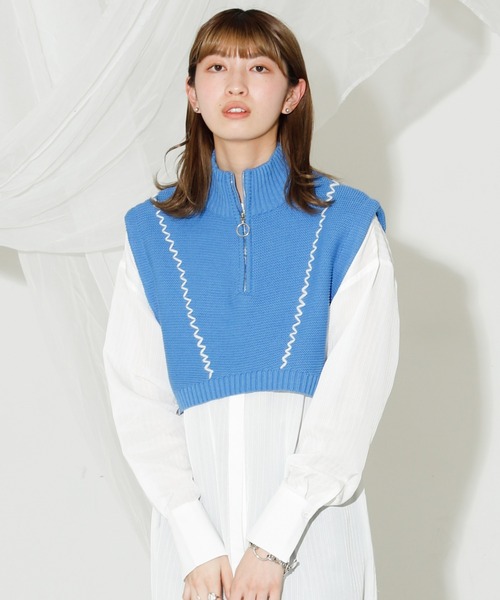 VACANCY（ヴァカンシー）の「ハンドステッチハーフジップベスト（ベスト・レディース・ブラック/ブルー/ナチュラル・FREE）」の18枚目の写真