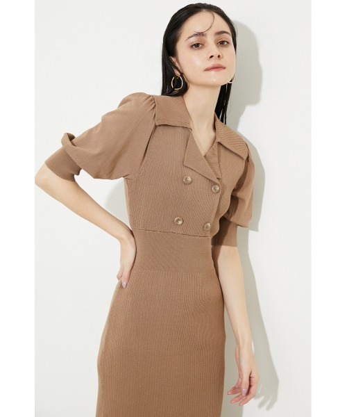 rienda(リエンダ)の「ダブルボタンタイトニットワンピース(ワンピース・レディース・ブラック/ベージュ/オレンジ/ブルー・SMALL/MEDIUM)」の20枚目の写真