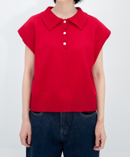 EDIT Gris（エディットグリ）の「襟付きポロニットベスト（ニット/セーター・レディース・グレー/グリーン/レッド/ブラック・FREE）」の20枚目の写真