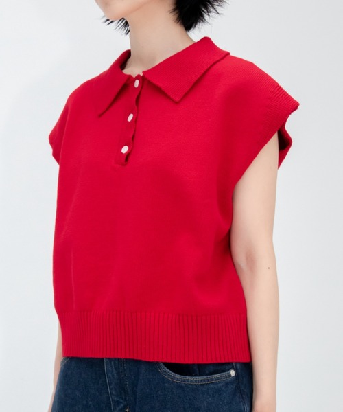 EDIT Gris（エディットグリ）の「襟付きポロニットベスト（ニット/セーター・レディース・グレー/グリーン/レッド/ブラック・FREE）」の21枚目の写真