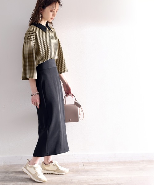 classicalelf(クラシカルエルフ)の「レトロ漂う。衿付きTop’s。ハニカム柄ハーフジッププルオーバー(ポロシャツ・レディース・ブラック/ブルー/ライトブルー/グリーン・MEDIUM/SMALL/X-LARGE/LARGE)」の6枚目の写真