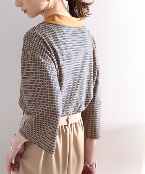 classicalelf(クラシカルエルフ)の「レトロ漂う。衿付きTop’s。ハニカム柄ハーフジッププルオーバー(ポロシャツ・レディース・ブラック/ブルー/ライトブルー/グリーン・MEDIUM/SMALL/X-LARGE/LARGE)」の13枚目の写真