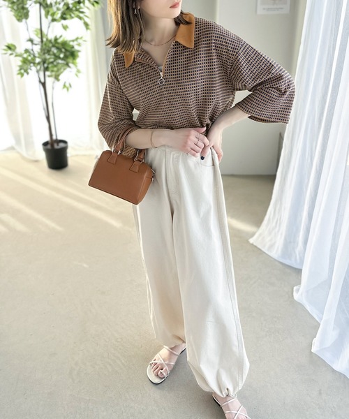 classicalelf(クラシカルエルフ)の「レトロ漂う。衿付きTop’s。ハニカム柄ハーフジッププルオーバー(ポロシャツ・レディース・ブラック/ブルー/ライトブルー/グリーン・MEDIUM/SMALL/X-LARGE/LARGE)」の17枚目の写真