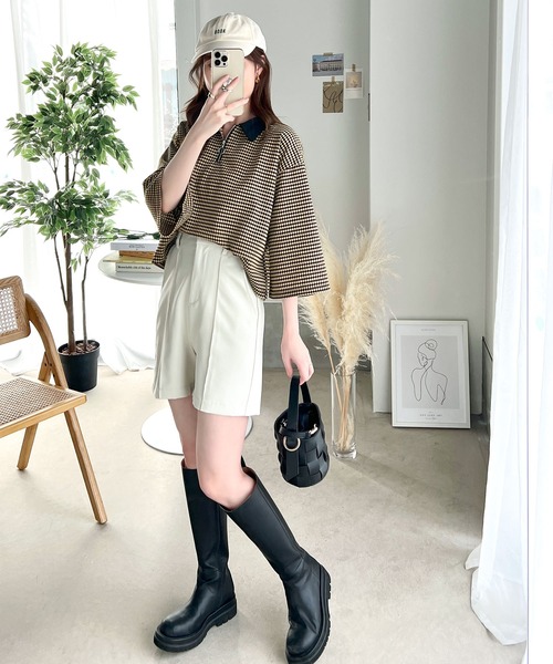 classicalelf(クラシカルエルフ)の「レトロ漂う。衿付きTop’s。ハニカム柄ハーフジッププルオーバー(ポロシャツ・レディース・ブラック/ブルー/ライトブルー/グリーン・MEDIUM/SMALL/X-LARGE/LARGE)」の22枚目の写真