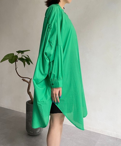 CAPRICIEUX LE'MAGE（カプリシューレマージュ）の「ヨークギャザーロングシャツ（シャツ/ブラウス・レディース・ホワイト/ピンク/グリーン・FREE）」の12枚目の写真