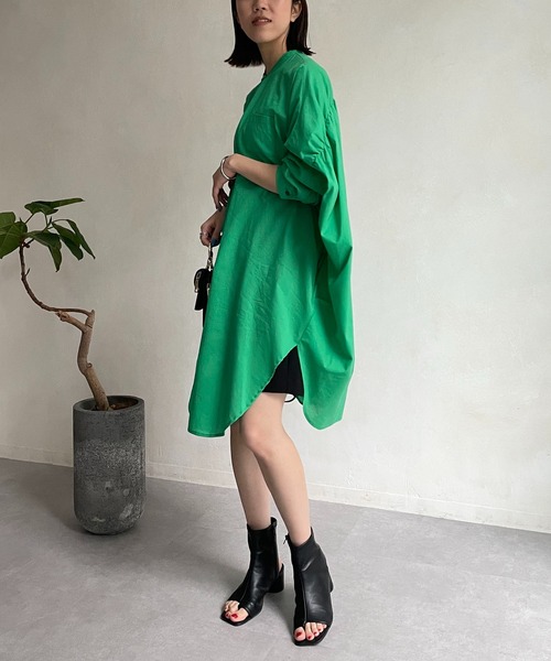 CAPRICIEUX LE'MAGE（カプリシューレマージュ）の「ヨークギャザーロングシャツ（シャツ/ブラウス・レディース・ホワイト/ピンク/グリーン・FREE）」の6枚目の写真