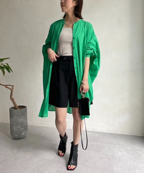 CAPRICIEUX LE'MAGE（カプリシューレマージュ）の「ヨークギャザーロングシャツ（シャツ/ブラウス・レディース・ホワイト/ピンク/グリーン・FREE）」の8枚目の写真