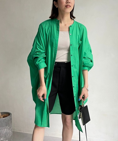 CAPRICIEUX LE'MAGE（カプリシューレマージュ）の「ヨークギャザーロングシャツ（シャツ/ブラウス・レディース・ホワイト/ピンク/グリーン・FREE）」の10枚目の写真