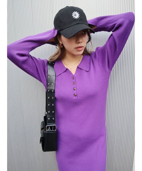 EVRIS(エヴリス)の「シャツミニニットワンピース(ワンピース・レディース・ブラック/オレンジ/アイボリー/パープル・FREE)」の15枚目の写真