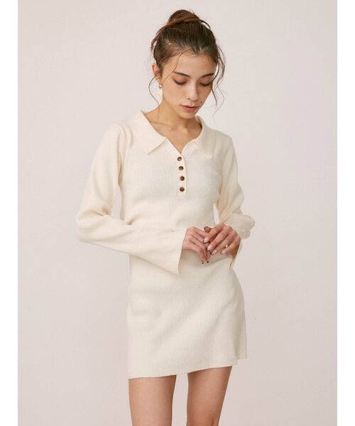 EVRIS(エヴリス)の「シャツミニニットワンピース(ワンピース・レディース・ブラック/オレンジ/アイボリー/パープル・FREE)」の18枚目の写真