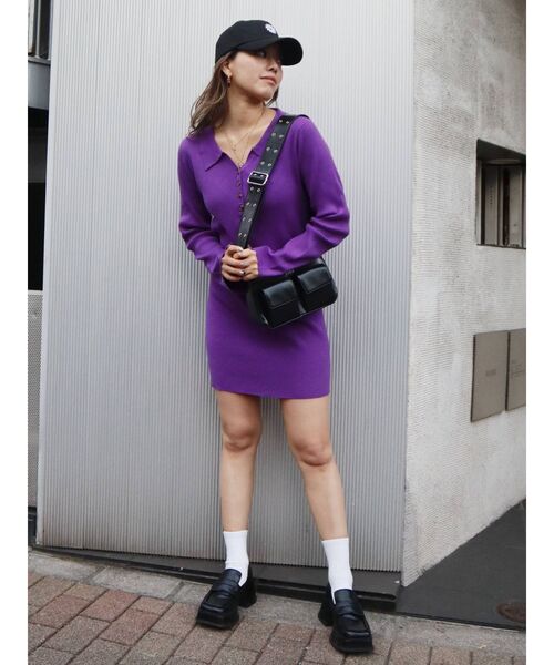 EVRIS(エヴリス)の「シャツミニニットワンピース(ワンピース・レディース・ブラック/オレンジ/アイボリー/パープル・FREE)」の22枚目の写真