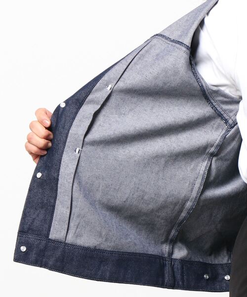 sm2rhythm（サマンサモスモスリズム）の「スタンドカラーGジャン（デニムジャケット・レディース・ネイビー/ブルー/キナリ・ﾌﾘ-）」の4枚目の写真