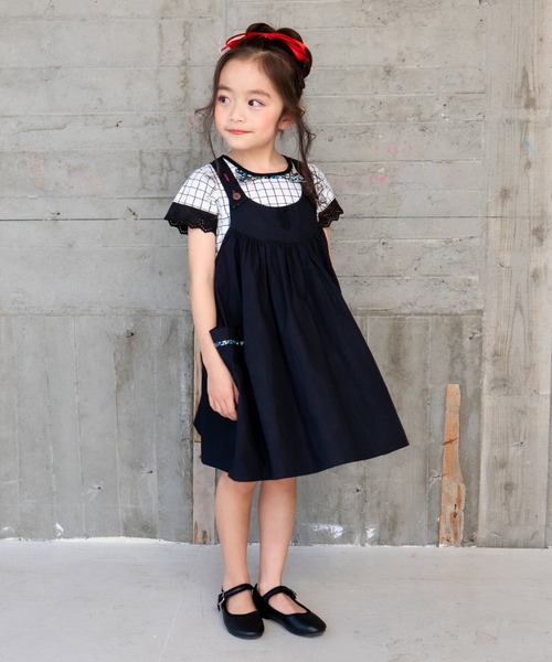 RAGMART（ラグマート）の「ギャザー　ジャンパースカート（ジャンパースカート・キッズ・ブラック/ブラウン・100cm/110cm）」の4枚目の写真