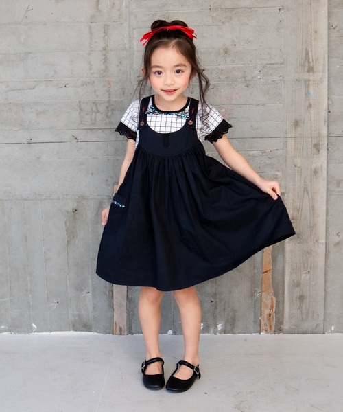 RAGMART（ラグマート）の「ギャザー　ジャンパースカート（ジャンパースカート・キッズ・ブラック/ブラウン・100cm/110cm）」の5枚目の写真