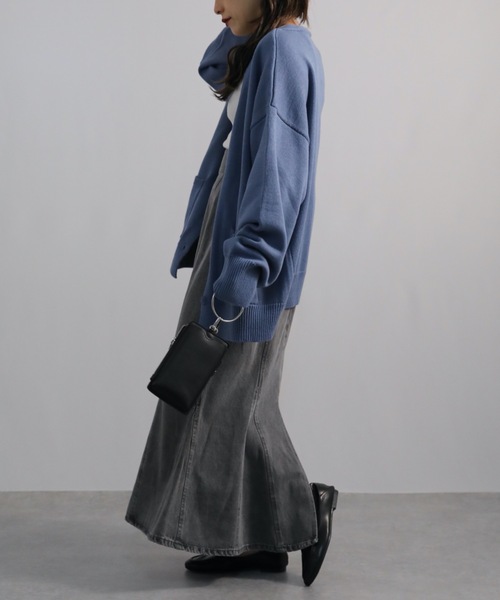 ap retro（アプレトロ）の「カラーVネックカーディガン（カーディガン/ボレロ・レディース・オフホワイト/ブラック/グレイッシュベージュ/イエロー/ブルー/グリーン・FREE）」の20枚目の写真