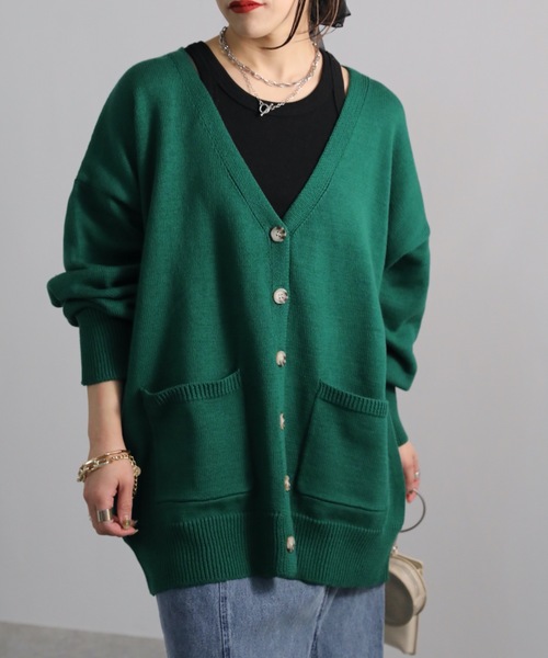 ap retro（アプレトロ）の「カラーVネックカーディガン（カーディガン/ボレロ・レディース・オフホワイト/ブラック/グレイッシュベージュ/イエロー/ブルー/グリーン・FREE）」の17枚目の写真