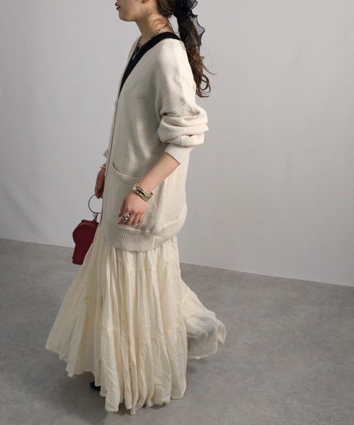 ap retro（アプレトロ）の「カラーVネックカーディガン（カーディガン/ボレロ・レディース・オフホワイト/ブラック/グレイッシュベージュ/イエロー/ブルー/グリーン・FREE）」の13枚目の写真