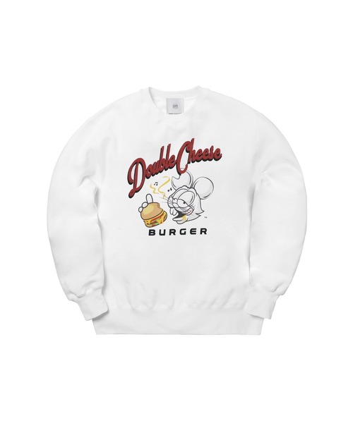 DOUBLE CHEESEBURGER(ダブルチーズバーガー)の「ダブルチーズバーガー スウェットシャツ -Mascot- / DOUBLE CHEESEBURGER Sweatshirt -Mascot-(スウェット・レディース・ホワイト/ブラック・1/2)」の2枚目の写真