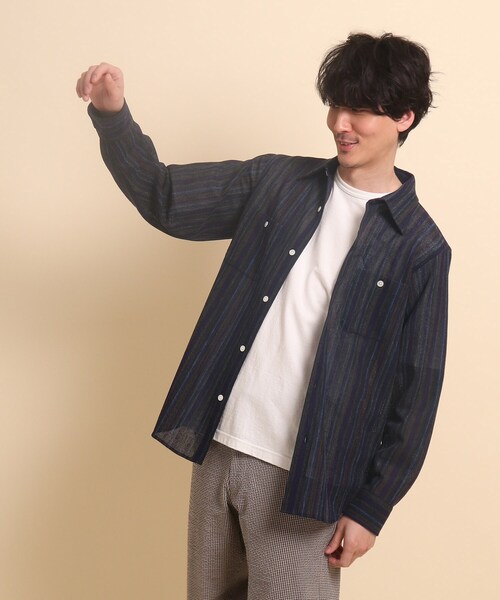 40ct&525(フォーティーカラッツアンドゴーニーゴ)の「マルチストライプジャージ シャツ(シャツ/ブラウス・メンズ・ワイン系1/ネイビー系2・03/02)」の4枚目の写真