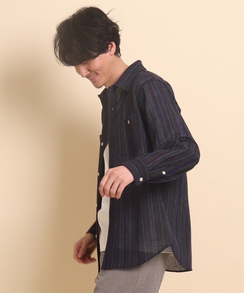 40ct&525(フォーティーカラッツアンドゴーニーゴ)の「マルチストライプジャージ シャツ(シャツ/ブラウス・メンズ・ワイン系1/ネイビー系2・03/02)」の5枚目の写真