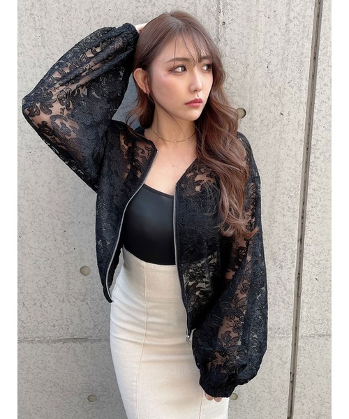 DURAS（デュラス）の「レースシアーブルゾン（ブルゾン・レディース・ホワイト/ブラック・FREE）」の2枚目の写真