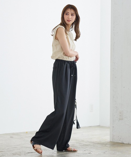 KOBE LETTUCE（コウベレタス）の「ドロストリラックスイージーワイドパンツ[M3628]（その他パンツ・レディース・イエロー/ピンク/ブラウン系/ブラック・FREE）」の6枚目の写真