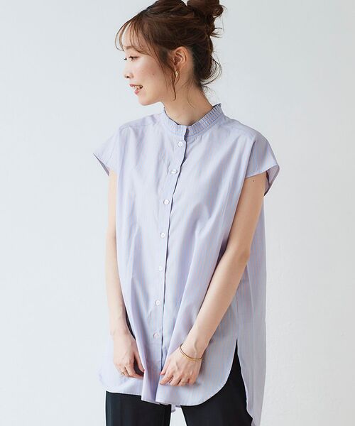 le.coeur blanc（ルクールブラン）の「プリーツカラーフレンチシャツ（シャツ/ブラウス・レディース・ピンク系その他2/ブルー系その他3/ブルー系その他4・38）」の3枚目の写真