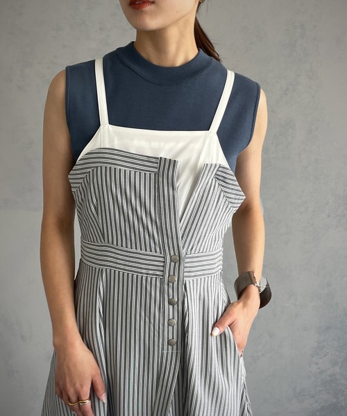 【美品】　&g’aime　アンジェム　ストライプレイヤードワンピース &g'aime（アンジェム）の「【&g'aime】ストライプレイヤード