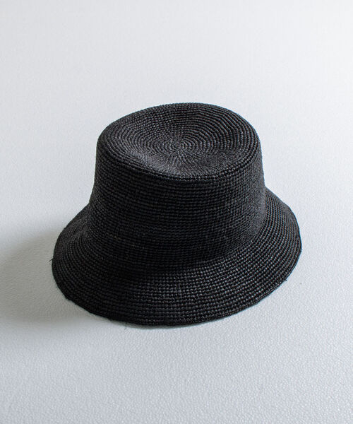 GLOSTER（グロスター）の「【GLOSTER/グロスター】RAFFIA BUCKET HAT ラフィア バケットハット バケハ（ハット・メンズ・ブラック/ベージュ・FREE）」の2枚目の写真