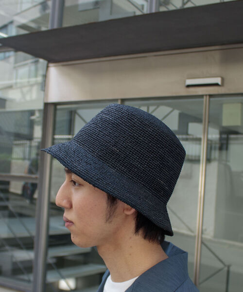 GLOSTER（グロスター）の「【GLOSTER/グロスター】RAFFIA BUCKET HAT ラフィア バケットハット バケハ（ハット・メンズ・ブラック/ベージュ・FREE）」の8枚目の写真