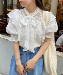 one after another NICE CLAUP | 着回し広がる前後2WAYボウタイフリル(シャツ/ブラウス)