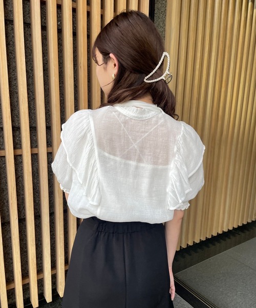 one after another NICE CLAUP（ワンアフターアナザーナイスクラップ）の「着回し広がる前後2WAYボウタイフリル（シャツ/ブラウス・レディース・ネイビー/オフホワイト/ホワイト系その他/オレンジ系・FREE）」の10枚目の写真