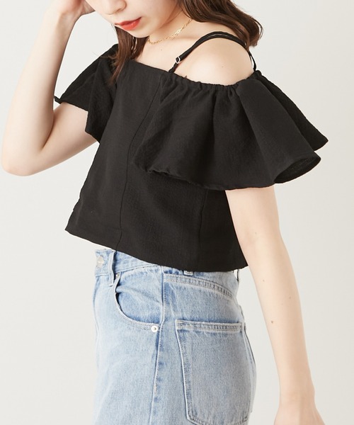 短丈フリルブラウス 24AW ファッション snidel 短丈フリルブラウス