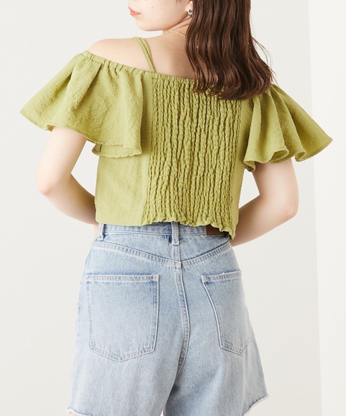 短丈フリルブラウス 24AW ファッション snidel 短丈フリルブラウス