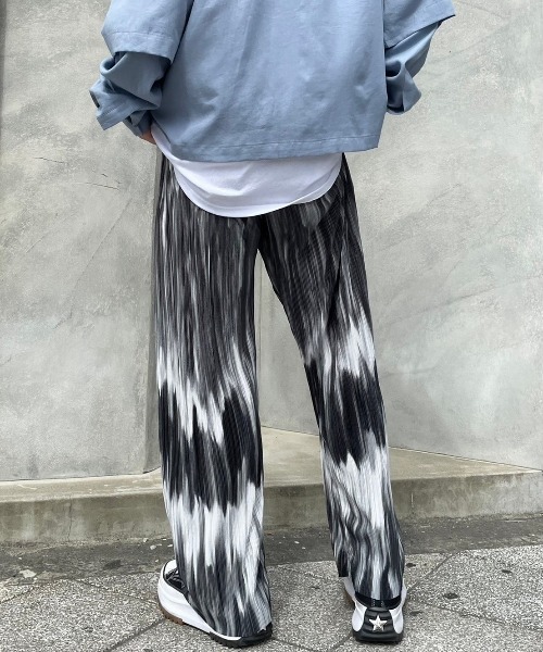 Chikashitsu +(チカシツプラス)の「【Chikashitsu +/チカシツプラス】pattern pleats pants/パターン プリーツ 柄 パンツ リラックス パンツ フレアパンツ(その他パンツ・メンズ・ブラック/ネイビー・ONE SIZE)」の20枚目の写真