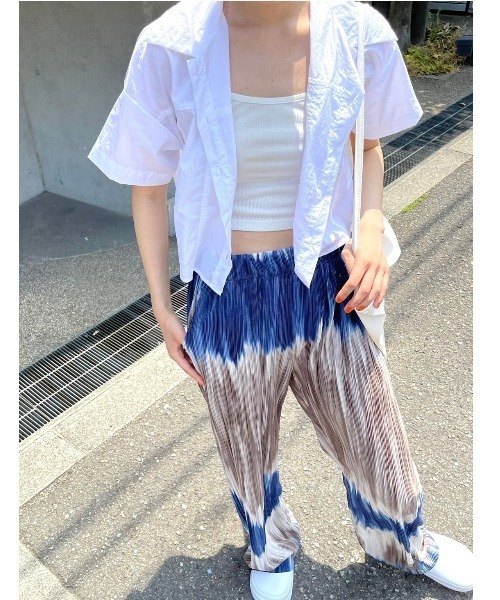Chikashitsu +(チカシツプラス)の「【Chikashitsu +/チカシツプラス】pattern pleats pants/パターン プリーツ 柄 パンツ リラックス パンツ フレアパンツ(その他パンツ・メンズ・ブラック/ネイビー・ONE SIZE)」の7枚目の写真