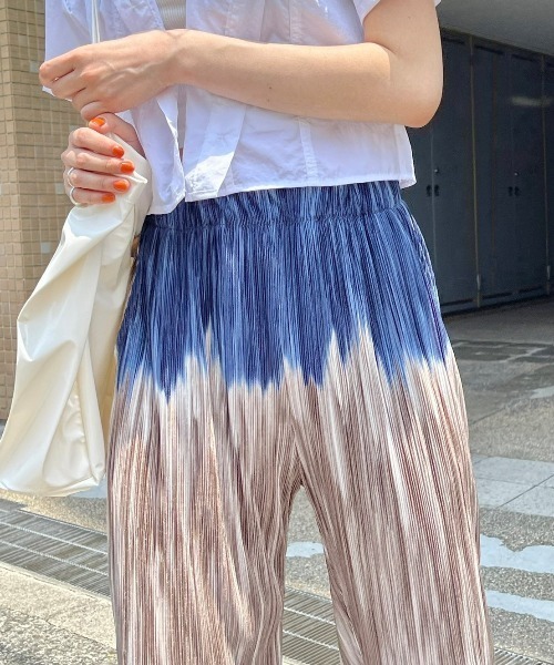 Chikashitsu +(チカシツプラス)の「【Chikashitsu +/チカシツプラス】pattern pleats pants/パターン プリーツ 柄 パンツ リラックス パンツ フレアパンツ(その他パンツ・メンズ・ブラック/ネイビー・ONE SIZE)」の14枚目の写真