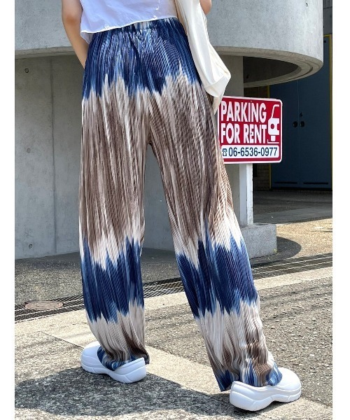 Chikashitsu +(チカシツプラス)の「【Chikashitsu +/チカシツプラス】pattern pleats pants/パターン プリーツ 柄 パンツ リラックス パンツ フレアパンツ(その他パンツ・メンズ・ブラック/ネイビー・ONE SIZE)」の13枚目の写真