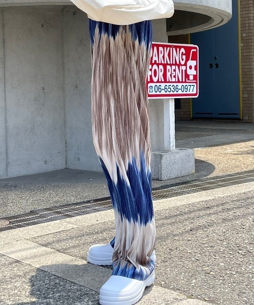 Chikashitsu +(チカシツプラス)の「【Chikashitsu +/チカシツプラス】pattern pleats pants/パターン プリーツ 柄 パンツ リラックス パンツ フレアパンツ(その他パンツ・メンズ・ブラック/ネイビー・ONE SIZE)」の12枚目の写真