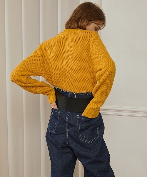 MIXSEVEN(ミックスセブン)の「ハイウエストダメージデニムパンツ MX22SS47 【MIX SEVEN】【2022SS】(デニムパンツ・レディース・インディゴブルー・L/S/M)」の3枚目の写真