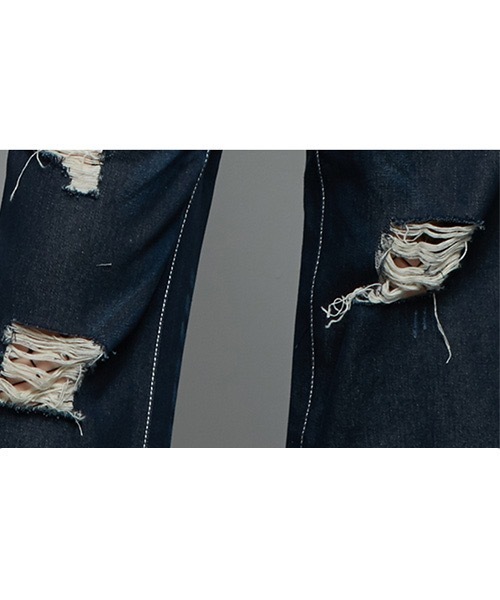 MIXSEVEN(ミックスセブン)の「ハイウエストダメージデニムパンツ MX22SS47 【MIX SEVEN】【2022SS】(デニムパンツ・レディース・インディゴブルー・L/S/M)」の11枚目の写真